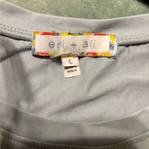 Eri + Ali Size L Light Sage Elastic-Waist Women's Blouse #4